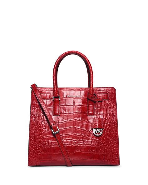 michael kors tote bag red|Michael Kors embossed tote.